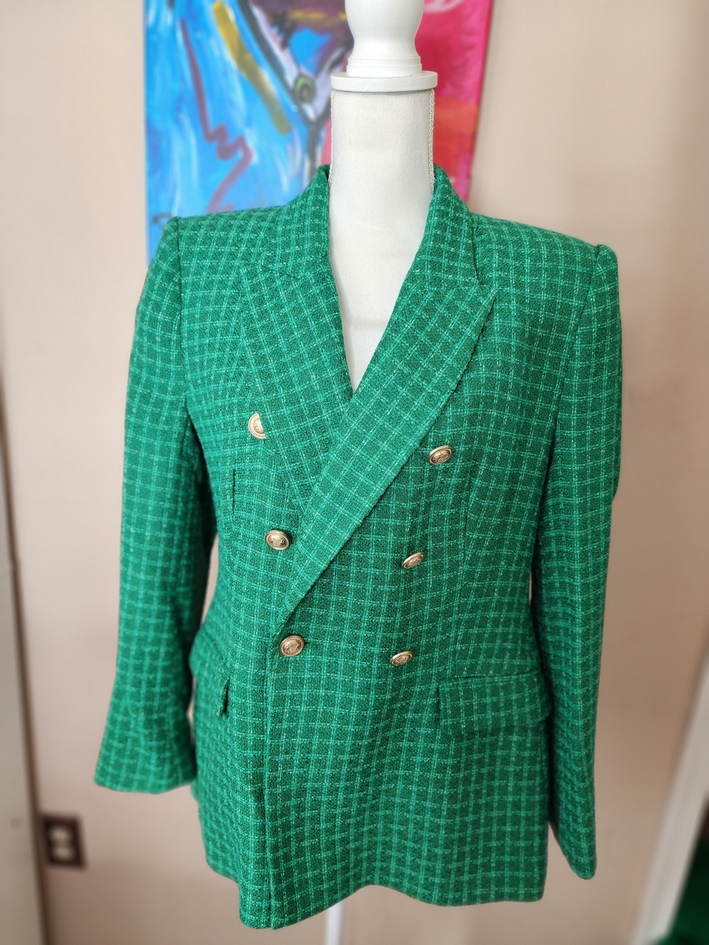 Zara Kelly Green Double Breasted Blazer NWT Size XL
